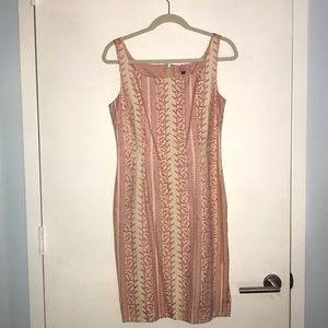 Pink and cream brocade embroidered tank dress